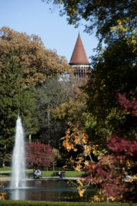 Autumn Campus Scene Orton Hall and Mirror Lake