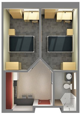 Aerial view of the 2-bedroom suites at the Yamnuska, Calgary