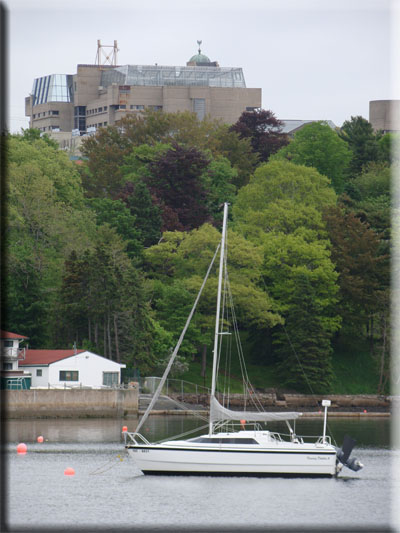 photo of sailboat in the bay at Halifax; photo by Jen Van Dommelen